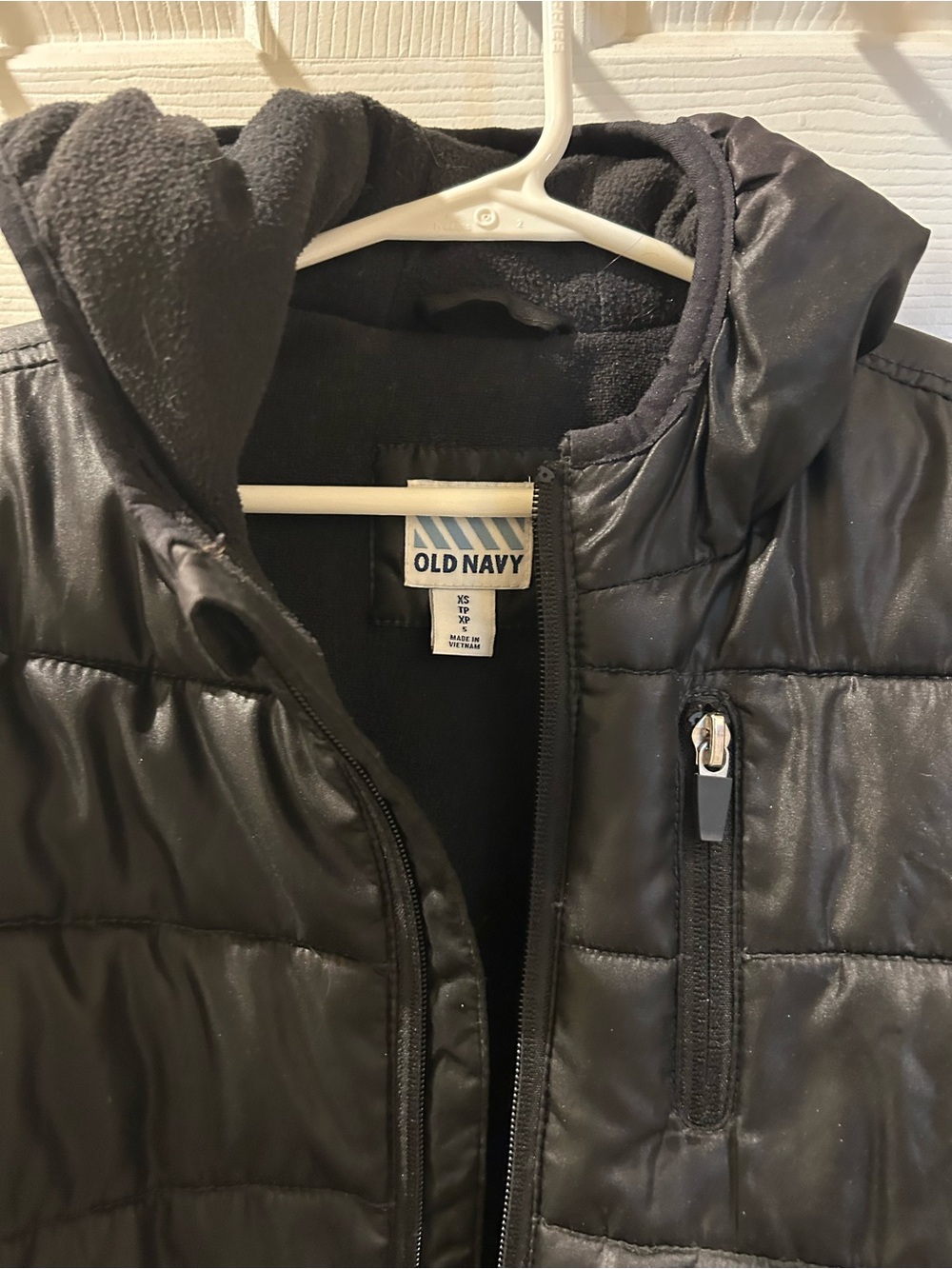 Old Navy Boys Puffer Jacket Padded Frost Free Hooded Fleece Lined Black Sz. S